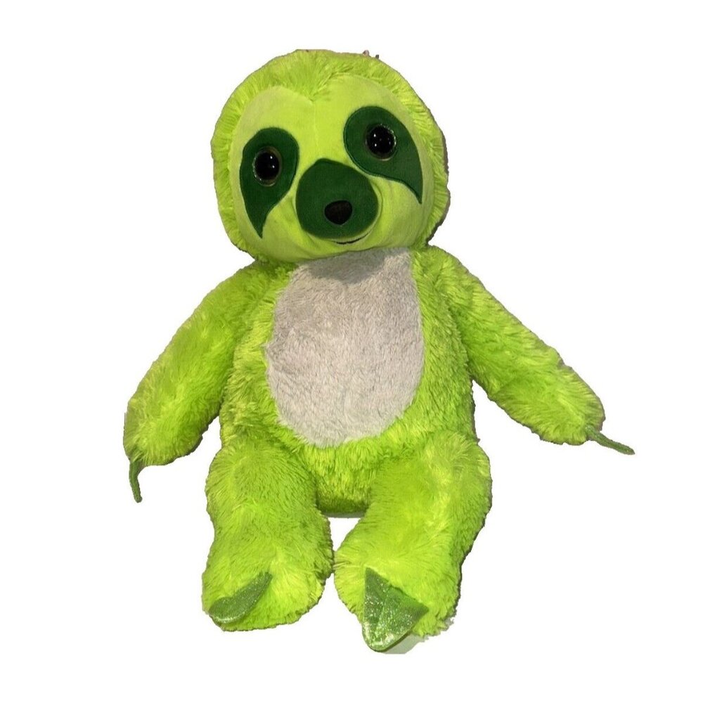 Toy Factory Large Sloth Neon Green Plush Stuffed Big Glitter Eyes 21" Easter